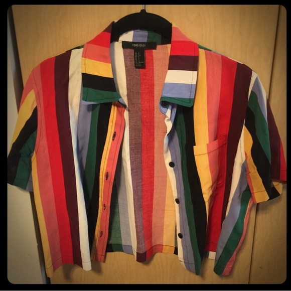 Forever 21 Tops - Forever 21 Rainbow Button Shirt